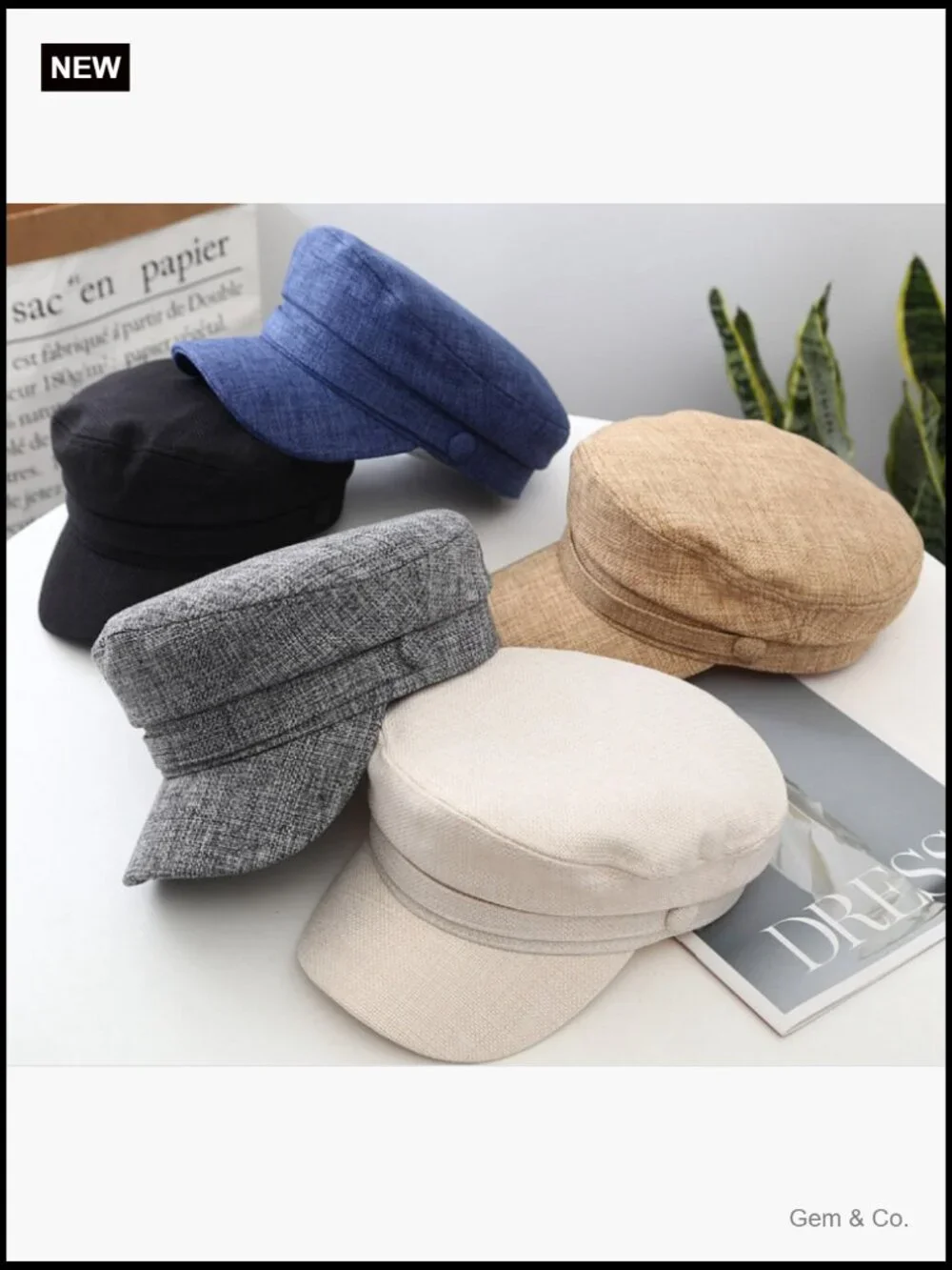 Vintage Newsboy Cap Adjustable Cotton Cabbie Hat for Women Daily Outdoor Travel